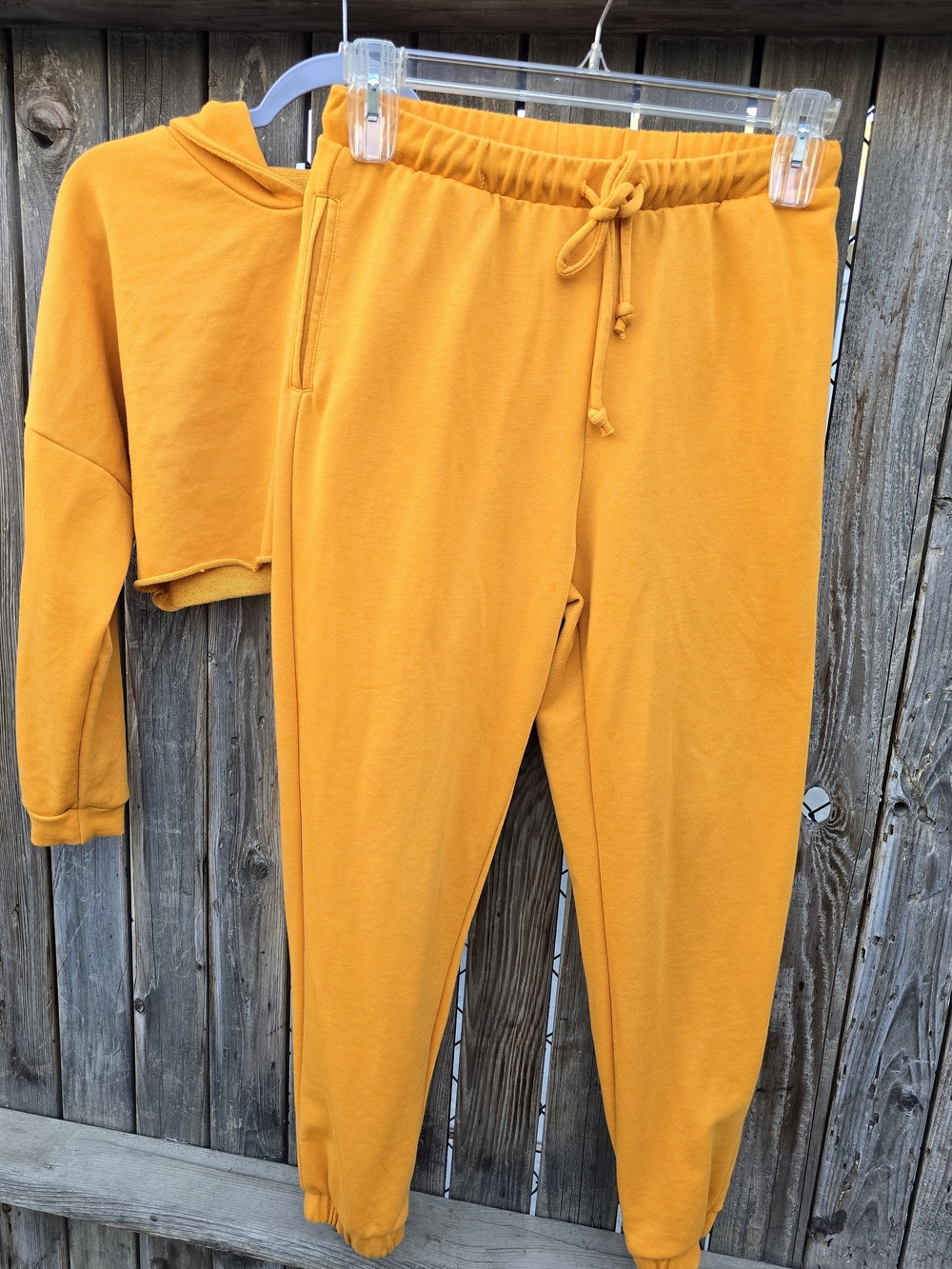 Fashion Nova Cropped Hoodie & Jogger Set Mustard Yellow Size M